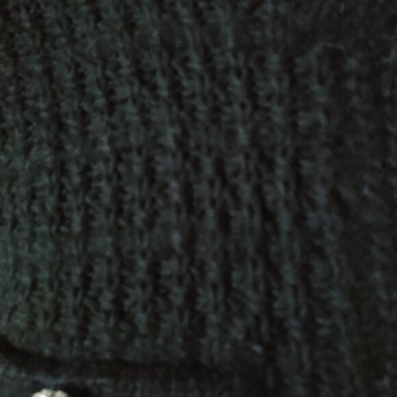 Black Cotton Textured Cardigan with Rhinestone Buttons, NWOT - Picture 7 of 10